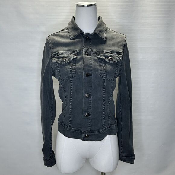 AG Adriano Goldschmied The Robyn Cropped Gray Denim Stretch Jacket Size M P17134 - Picture 1 of 13